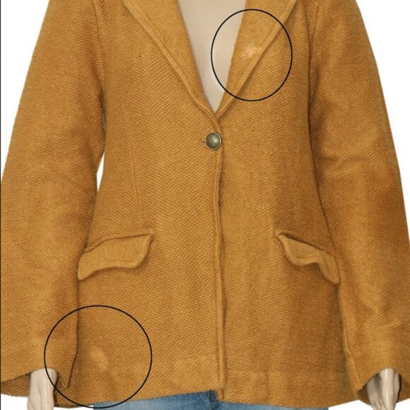 Maeve Knit Blazer Jacket Anthropologie Long Sleeve Button Coat Mustard - Picture 5 of 6